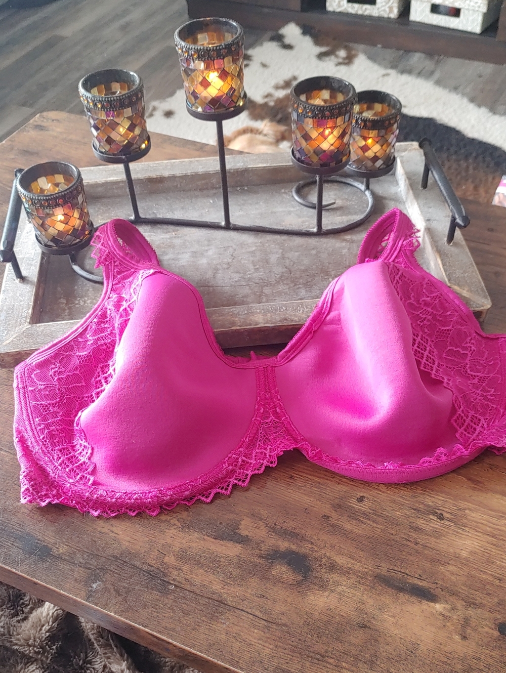 Like New Comfort Choice 46DDD Gorgeous Pink Lace Unpadded Underwire bra